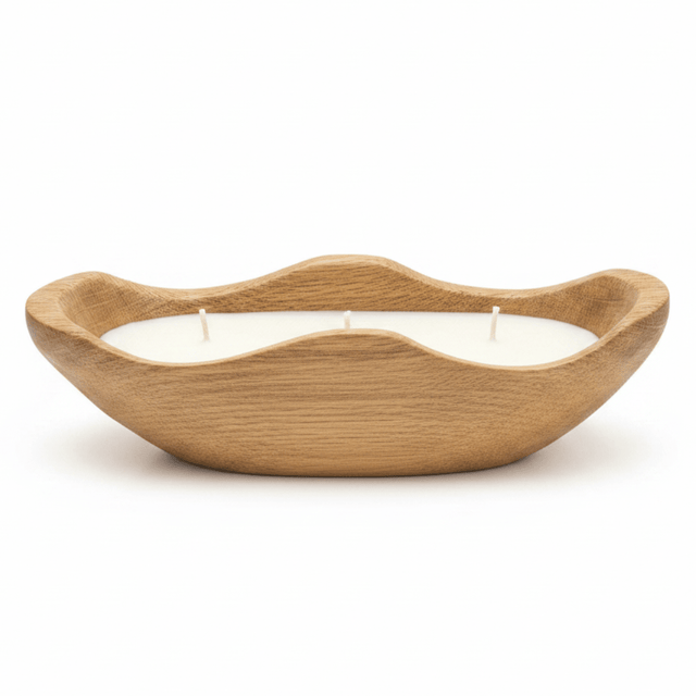 Wooden Boat Candle Bowl | Triple Wick White Wax Candle in Natural Dough Bowl | Luxury Home Decor Centerpiece | 27×12cm - Al Kabayel Discount CentreWooden Boat Candle Bowl | Triple Wick White Wax Candle in Natural Dough Bowl | Luxury Home Decor Centerpiece | 27×12cmHome FragrancesAKDCAl Kabayel Discount Centre