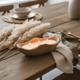 Wooden Boat Candle Bowl | Triple Wick White Wax Candle in Natural Dough Bowl | Luxury Home Decor Centerpiece | 27×12cm - Al Kabayel Discount CentreWooden Boat Candle Bowl | Triple Wick White Wax Candle in Natural Dough Bowl | Luxury Home Decor Centerpiece | 27×12cmHome FragrancesAKDCAl Kabayel Discount Centre