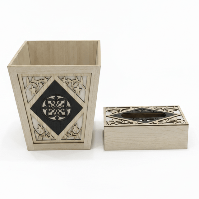 Wooden Dustbin with Matching Tissue Box Set – Natural Finish Home and Office Organizer – 28 × 25 cm & 26 × 13 cm - Al Kabayel Discount CentreWooden Dustbin with Matching Tissue Box Set – Natural Finish Home and Office Organizer – 28 × 25 cm & 26 × 13 cmOrganizers & AccessoriesAKDCAl Kabayel Discount Centre