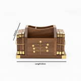 Wooden Pen Organizer with Brass Accents - 15×9 cm - Al Kabayel Discount CentreWooden Pen Organizer with Brass Accents - 15×9 cmPen Holders & Desk OrganizersAKDCAl Kabayel Discount Centre