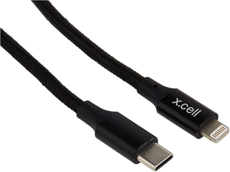 X.CELL Braided USB - C to Lightning Fast Charging Data Transfer Cable 20 Watt, 1 meter Black - Al Kabayel Discount CentreX.CELL Braided USB - C to Lightning Fast Charging Data Transfer Cable 20 Watt, 1 meter BlackCords & AdaptersX.CELLAl Kabayel Discount Centre