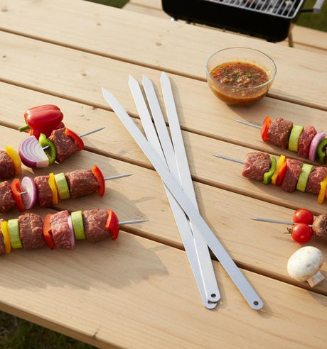 Xinwan Flat BBQ Skewers 3 pcs 60 × 2 cm – Heavy - Duty Stainless Steel Kebab Sticks for Grill & Tandoor Use - Al Kabayel Discount CentreXinwan Flat BBQ Skewers 3 pcs 60 × 2 cm – Heavy - Duty Stainless Steel Kebab Sticks for Grill & Tandoor UseCamping UtilitiesXINWANAl Kabayel Discount Centre
