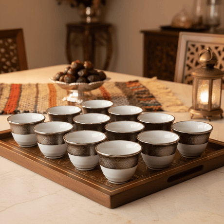 Yama White and Silver Ceramic Arabic Cawa Cups Set of 12 Elegant Pattern Traditional Gahwa Coffee Cups 80 ml - Al Kabayel Discount CentreYama White and Silver Ceramic Arabic Cawa Cups Set of 12 Elegant Pattern Traditional Gahwa Coffee Cups 80 mlTea CupsYAMAAl Kabayel Discount Centre