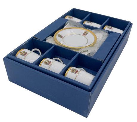 YAMASEEN 24CT Gold Plated Cup and Saucer Set 6pcs 100ml with UAE Logo, Fine Porcelain, White - Al Kabayel Discount CentreYAMASEEN 24CT Gold Plated Cup and Saucer Set 6pcs 100ml with UAE Logo, Fine Porcelain, WhiteTea SetsYAMASEENAl Kabayel Discount Centre