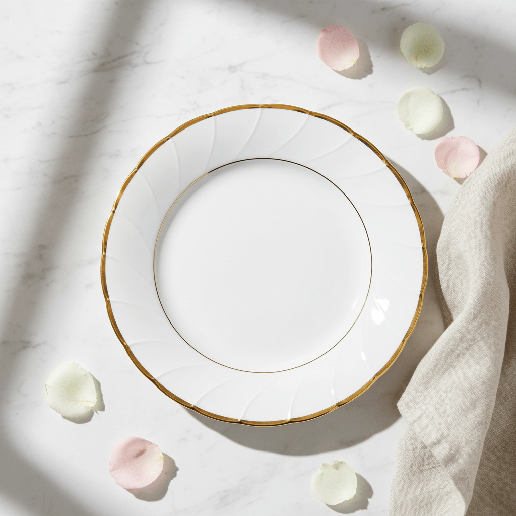 Yamatsu White Porcelain Meat Plate with Gold Rim — 6.75 Inch | Premium Dining Plate - Al Kabayel Discount CentreYamatsu White Porcelain Meat Plate with Gold Rim — 6.75 Inch | Premium Dining PlatePlatesYAMATSUAl Kabayel Discount Centre