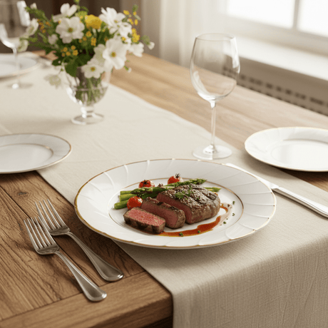 Yamatsu White Porcelain Meat Plate with Gold Rim — 6.75 Inch | Premium Dining Plate - Al Kabayel Discount CentreYamatsu White Porcelain Meat Plate with Gold Rim — 6.75 Inch | Premium Dining PlatePlatesYAMATSUAl Kabayel Discount Centre
