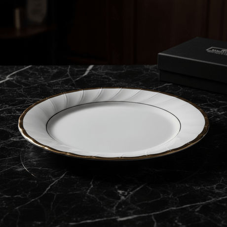 Yamatsu White Porcelain Meat Plate with Golden Rim — 7.5 Inch | Premium Dining Serveware - Al Kabayel Discount CentreYamatsu White Porcelain Meat Plate with Golden Rim — 7.5 Inch | Premium Dining ServewarePlatesYAMATSUAl Kabayel Discount Centre