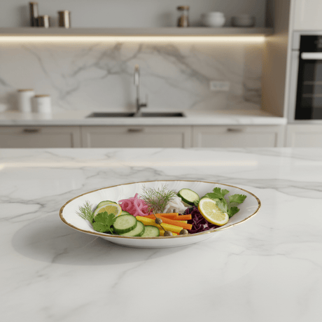 Yamatsu White Porcelain Pickle Dish with Golden Rim — 7 Inch | Premium Serving Dish - Al Kabayel Discount CentreYamatsu White Porcelain Pickle Dish with Golden Rim — 7 Inch | Premium Serving DishBowlsYAMATSUAl Kabayel Discount Centre