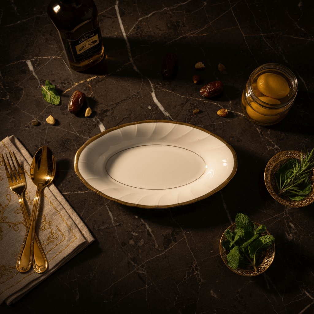 Yamatsu White Porcelain Pickle Dish with Golden Rim — 8 Inch | Premium Serving Dish - Al Kabayel Discount CentreYamatsu White Porcelain Pickle Dish with Golden Rim — 8 Inch | Premium Serving DishBowlsYAMATSUAl Kabayel Discount Centre