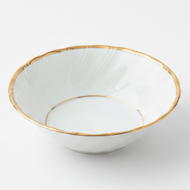 Yamatsu White Porcelain Shell Bowl with Golden Rim — 5 Inch | Premium Serving Bowl - Al Kabayel Discount CentreYamatsu White Porcelain Shell Bowl with Golden Rim — 5 Inch | Premium Serving BowlBowlsYAMATSUAl Kabayel Discount Centre
