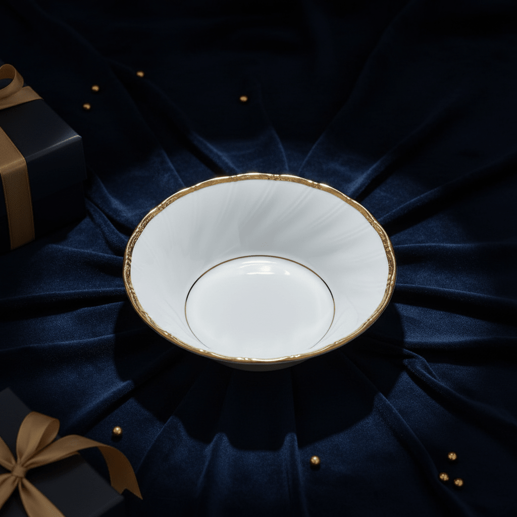 Yamatsu White Porcelain Shell Bowl with Golden Rim — 5 Inch | Premium Serving Bowl - Al Kabayel Discount CentreYamatsu White Porcelain Shell Bowl with Golden Rim — 5 Inch | Premium Serving BowlBowlsYAMATSUAl Kabayel Discount Centre
