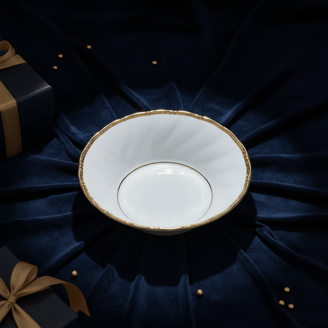 Yamatsu White Porcelain Shell Bowl with Golden Rim — 5 Inch | Premium Serving Bowl - Al Kabayel Discount CentreYamatsu White Porcelain Shell Bowl with Golden Rim — 5 Inch | Premium Serving BowlBowlsYAMATSUAl Kabayel Discount Centre