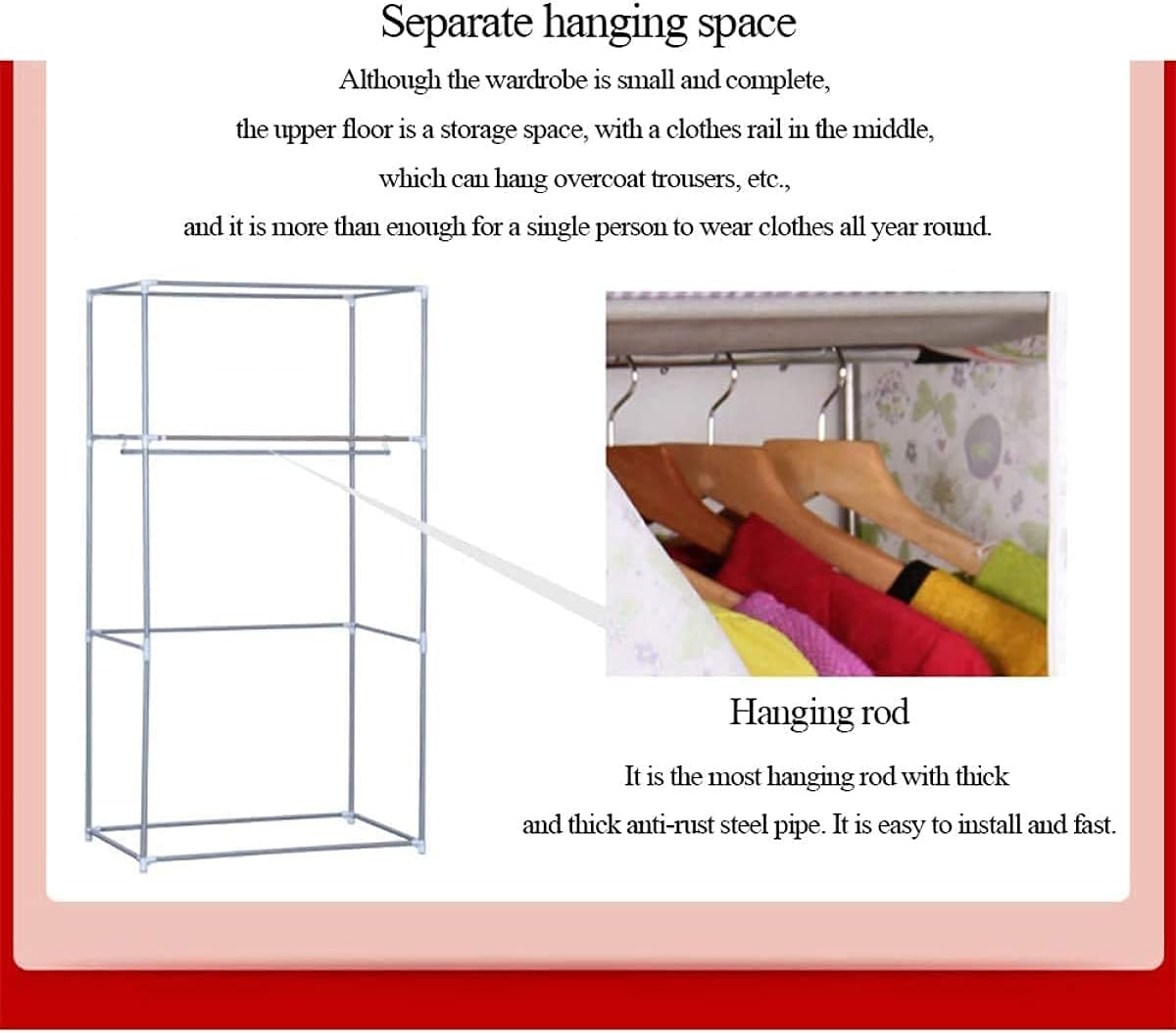 Yangtang Portable Cloth Cabinet – 70×45×155cm | Assorted Colors - Al Kabayel Discount CentreYangtang Portable Cloth Cabinet – 70×45×155cm | Assorted ColorsHome Décor AccentsYANGTANGAl Kabayel Discount Centre