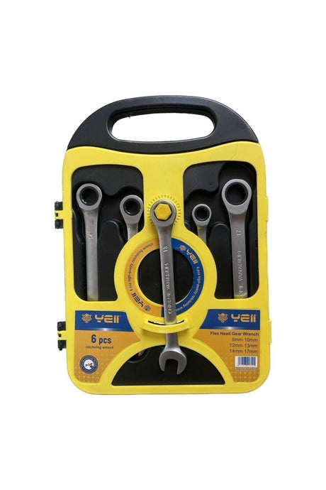 YELL 6pc Ratcheting Wrench, Flex Hand Gear Wrench(8mm, 10mm, 12mm, 13mm, 14mm, 17mm) - Al Kabayel Discount CentreYELL 6pc Ratcheting Wrench, Flex Hand Gear Wrench(8mm, 10mm, 12mm, 13mm, 14mm, 17mm)Hand ToolsYELLAl Kabayel Discount Centre