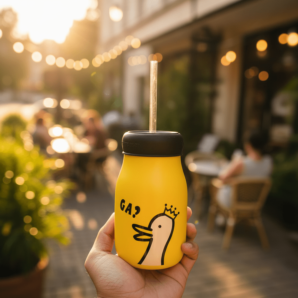 Yellow Ceramic Jar with Silicone Lid & Glass Straw – 400ml - Al Kabayel Discount CentreYellow Ceramic Jar with Silicone Lid & Glass Straw – 400mlMugsAKDCAl Kabayel Discount Centre