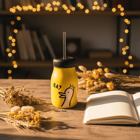 Yellow Ceramic Jar with Silicone Lid & Glass Straw – 400ml - Al Kabayel Discount CentreYellow Ceramic Jar with Silicone Lid & Glass Straw – 400mlMugsAKDCAl Kabayel Discount Centre