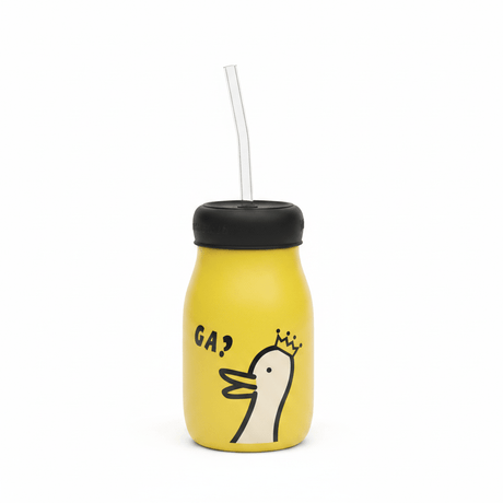 Yellow Ceramic Jar with Silicone Lid & Glass Straw – 400ml - Al Kabayel Discount CentreYellow Ceramic Jar with Silicone Lid & Glass Straw – 400mlMugsAKDCAl Kabayel Discount Centre