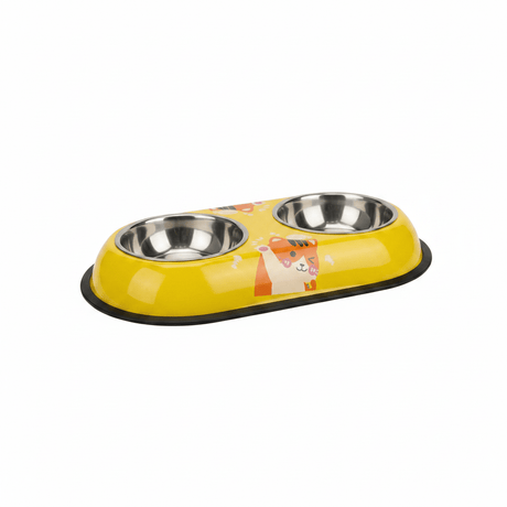 Yellow Double Stainless Steel Pet Feeding Bowl Set - 35×20cm - Al Kabayel Discount CentreYellow Double Stainless Steel Pet Feeding Bowl Set - 35×20cmPet SuppliesAKDCAl Kabayel Discount Centre