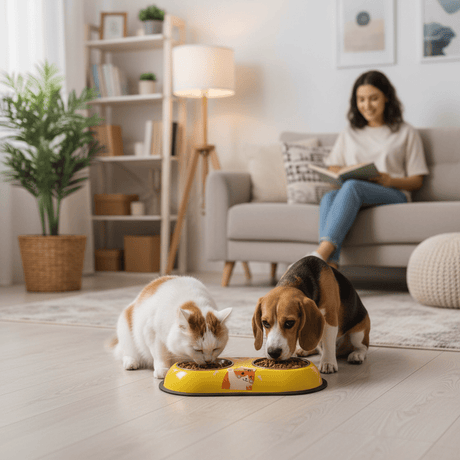 Yellow Double Stainless Steel Pet Feeding Bowl Set - 35×20cm - Al Kabayel Discount CentreYellow Double Stainless Steel Pet Feeding Bowl Set - 35×20cmPet SuppliesAKDCAl Kabayel Discount Centre