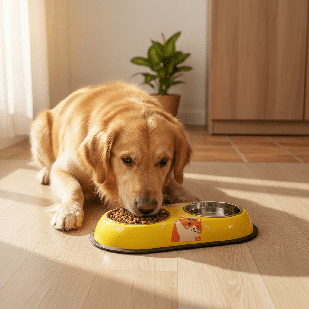 Yellow Double Stainless Steel Pet Feeding Bowl Set - 35×20cm - Al Kabayel Discount CentreYellow Double Stainless Steel Pet Feeding Bowl Set - 35×20cmPet SuppliesAKDCAl Kabayel Discount Centre