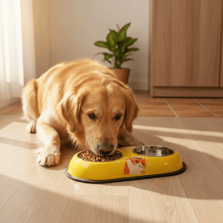 Yellow Double Stainless Steel Pet Feeding Bowl Set - 35×20cm - Al Kabayel Discount CentreYellow Double Stainless Steel Pet Feeding Bowl Set - 35×20cmPet SuppliesAKDCAl Kabayel Discount Centre