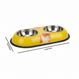 Yellow Double Stainless Steel Pet Feeding Bowl Set - 35×20cm - Al Kabayel Discount CentreYellow Double Stainless Steel Pet Feeding Bowl Set - 35×20cmPet SuppliesAKDCAl Kabayel Discount Centre