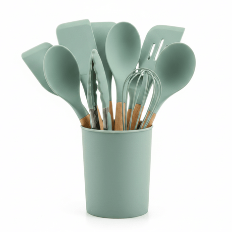 Yi Guan Silicone Kitchen Utensils Set with Wooden Handle – 12 Pcs - Assorted Colors - Al Kabayel Discount CentreYi Guan Silicone Kitchen Utensils Set with Wooden Handle – 12 Pcs - Assorted ColorsKitchen Utensils & GadgetsYI GUANAl Kabayel Discount Centre