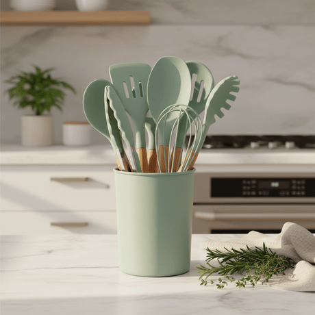 Yi Guan Silicone Kitchen Utensils Set with Wooden Handle – 12 Pcs - Assorted Colors - Al Kabayel Discount CentreYi Guan Silicone Kitchen Utensils Set with Wooden Handle – 12 Pcs - Assorted ColorsKitchen Utensils & GadgetsYI GUANAl Kabayel Discount Centre