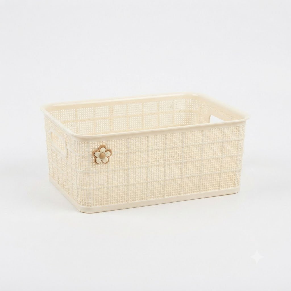 Yidele Plastic Storage Basket – 27×21 cm - Orange / Cream - Al Kabayel Discount CentreYidele Plastic Storage Basket – 27×21 cm - Orange / CreamOrganizers & AccessoriesYIDELEAl Kabayel Discount Centre