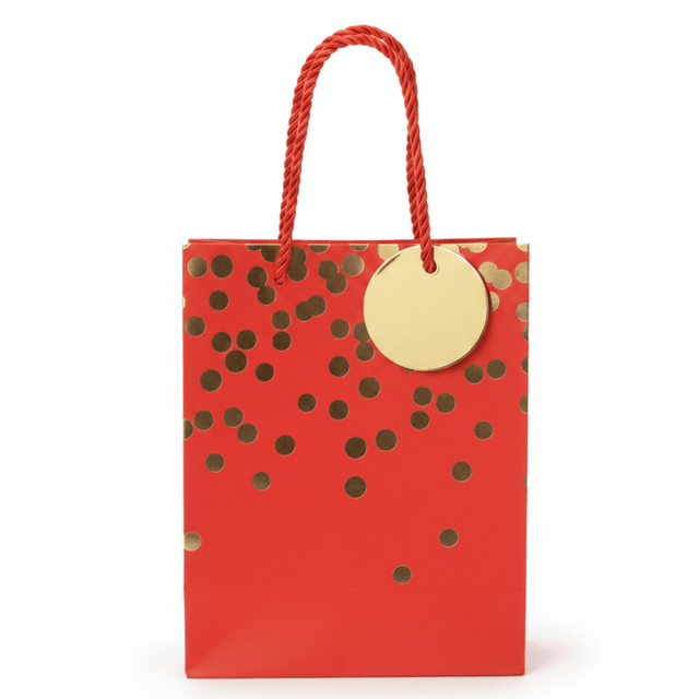 Yina Red & Gold Polka Dot Paper Gift Bag with Twisted Rope Handles & Tag | 23×18cm | - Al Kabayel Discount CentreYina Red & Gold Polka Dot Paper Gift Bag with Twisted Rope Handles & Tag | 23×18cm |Packing & Wrapping SuppliesYINAAl Kabayel Discount Centre