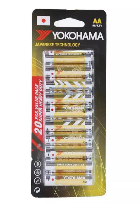 YOKOHAMA AA Super Heavy Duty Battery 1.5V, Pack of 20 - Al Kabayel Discount CentreYOKOHAMA AA Super Heavy Duty Battery 1.5V, Pack of 20BatteriesYOKOHAMAAl Kabayel Discount Centre