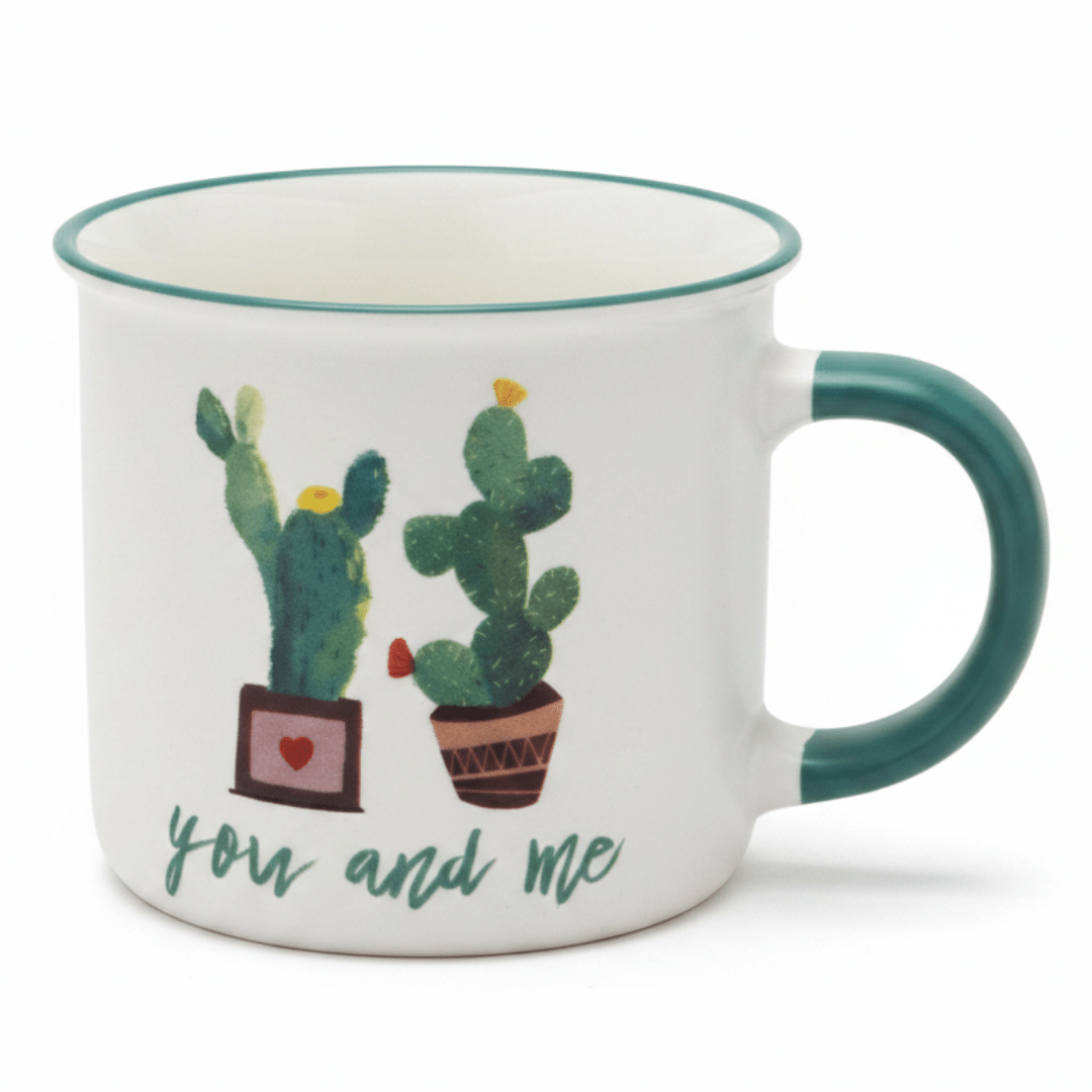 You & Me Cactus Ceramic Mug — 300ml - White & Teal - Al Kabayel Discount CentreYou & Me Cactus Ceramic Mug — 300ml - White & TealMugsAKDCAl Kabayel Discount Centre