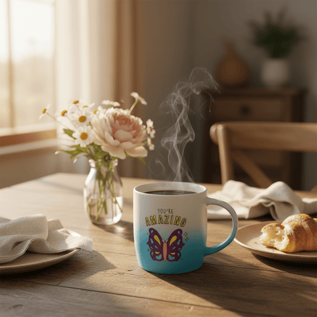 You're Amazing Blue & White Ombre Ceramic Mug with Butterfly Design — 350ml - Al Kabayel Discount CentreYou're Amazing Blue & White Ombre Ceramic Mug with Butterfly Design — 350mlMugsAKDCAl Kabayel Discount Centre
