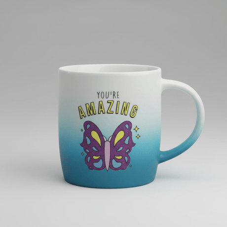 You're Amazing Blue & White Ombre Ceramic Mug with Butterfly Design — 350ml - Al Kabayel Discount CentreYou're Amazing Blue & White Ombre Ceramic Mug with Butterfly Design — 350mlMugsAKDCAl Kabayel Discount Centre