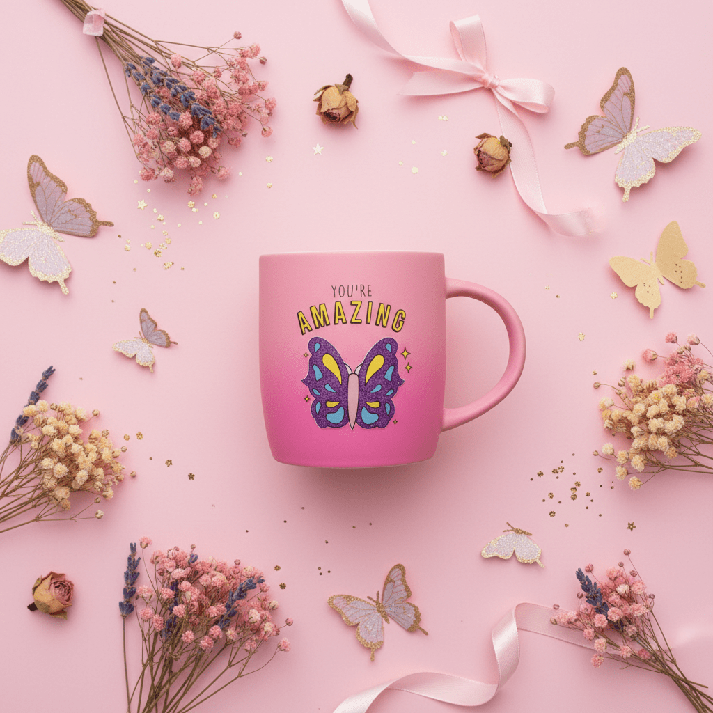You're Amazing Pink Butterfly Ceramic Mug – 350ml | Motivational Gift Mug - Al Kabayel Discount CentreYou're Amazing Pink Butterfly Ceramic Mug – 350ml | Motivational Gift MugMugsAKDCAl Kabayel Discount Centre