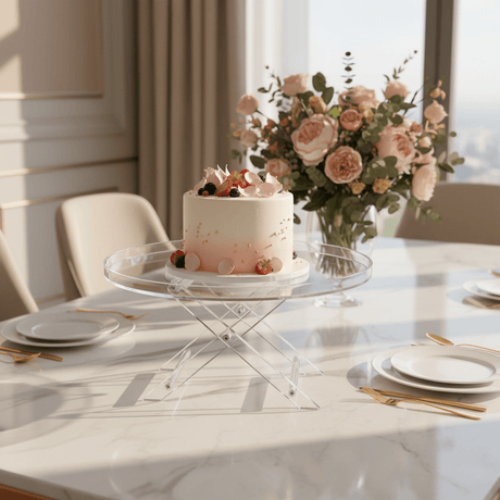 Yuniverse Acrylic Cake Tray with Stand | 30×18cm | Crystal Clear Serving Display - Al Kabayel Discount CentreYuniverse Acrylic Cake Tray with Stand | 30×18cm | Crystal Clear Serving DisplayServing TraysYUNIVERSEAl Kabayel Discount Centre