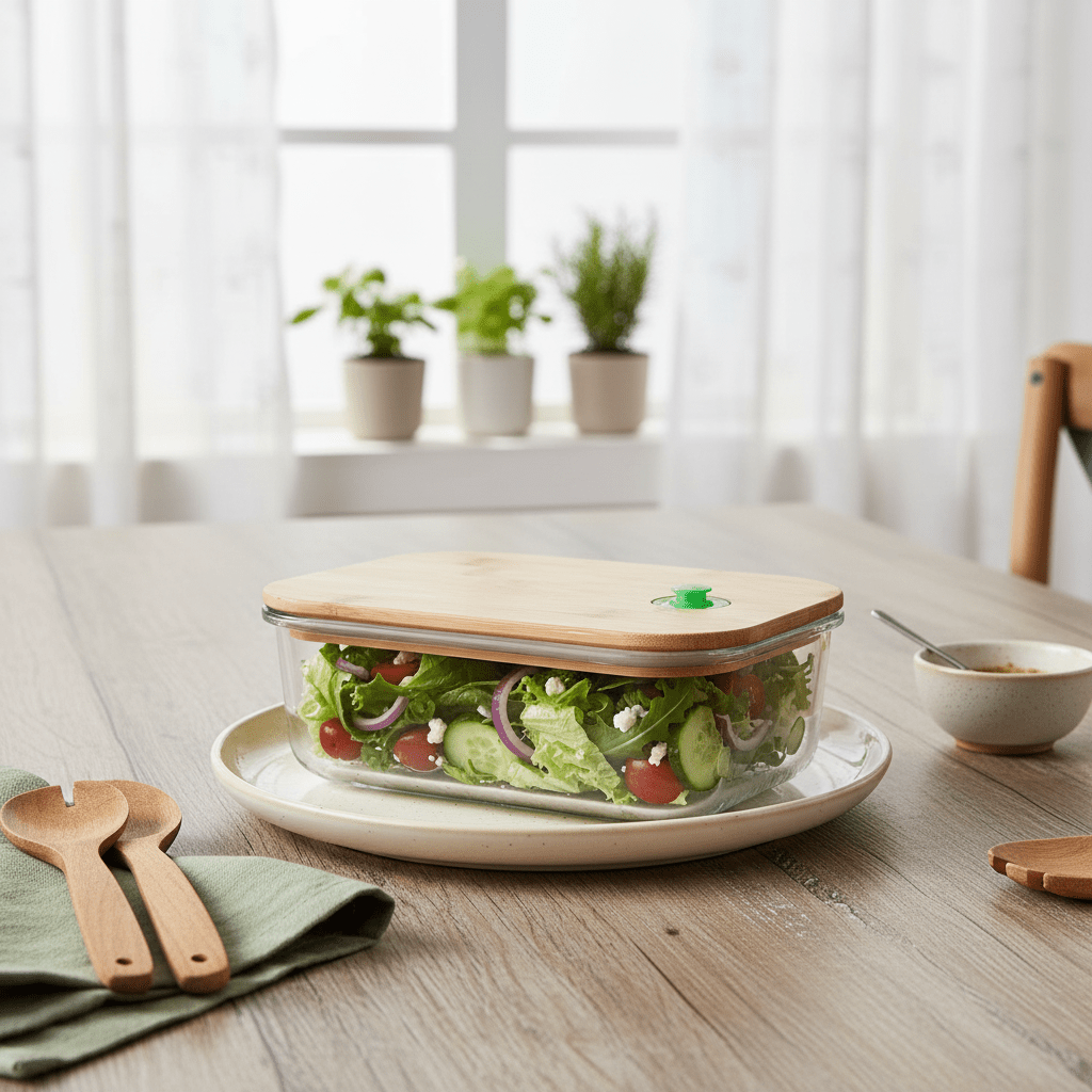 Yuniverse Large Rectangular Glass Storage Container with Bamboo Lid – Elegant and Sustainable – 20 × 14.5 cm - Al Kabayel Discount CentreYuniverse Large Rectangular Glass Storage Container with Bamboo Lid – Elegant and Sustainable – 20 × 14.5 cmFood ContainersYUNIVERSEAl Kabayel Discount Centre
