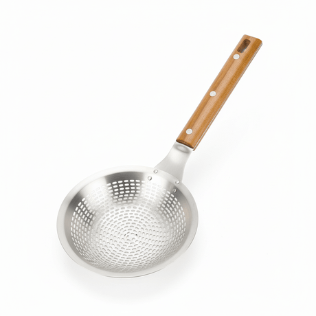 Yuniverse Large Stainless Steel Colander with Wooden Handle – 20cm Head | 44cm Long - Al Kabayel Discount CentreYuniverse Large Stainless Steel Colander with Wooden Handle – 20cm Head | 44cm LongKitchen Utensils & GadgetsYUNIVERSEAl Kabayel Discount Centre