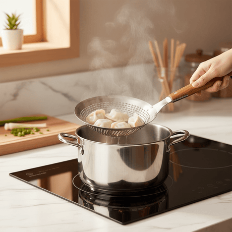 Yuniverse Large Stainless Steel Colander with Wooden Handle – 20cm Head | 44cm Long - Al Kabayel Discount CentreYuniverse Large Stainless Steel Colander with Wooden Handle – 20cm Head | 44cm LongKitchen Utensils & GadgetsYUNIVERSEAl Kabayel Discount Centre