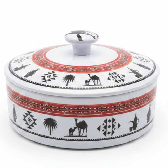 Yuniverse Melamine Round Dates Bowl with Lid | Arabian Heritage Camel & Palm Tree Design | 18×6 cm - Al Kabayel Discount CentreYuniverse Melamine Round Dates Bowl with Lid | Arabian Heritage Camel & Palm Tree Design | 18×6 cmJars & Food SaversYUNIVERSEAl Kabayel Discount Centre