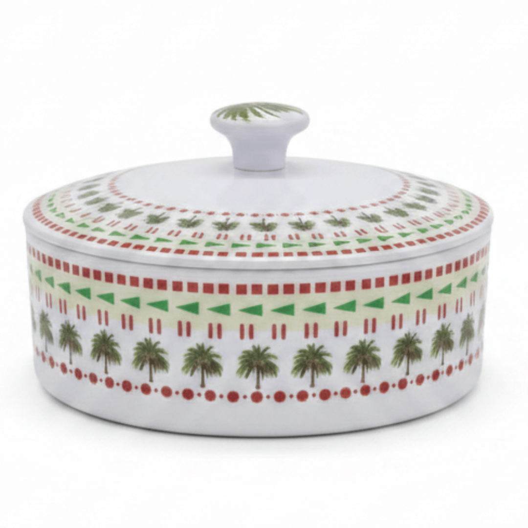 Yuniverse Melamine Round Dates Bowl with Lid | Palm Tree Design | 18×6 cm - Al Kabayel Discount CentreYuniverse Melamine Round Dates Bowl with Lid | Palm Tree Design | 18×6 cmJars & Food SaversYUNIVERSEAl Kabayel Discount Centre