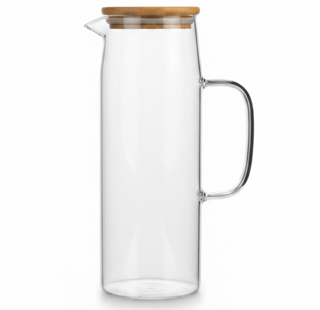 Yuniverse Modern Clear Glass Water Jug with Natural Wooden Lid – Minimalist Beverage Server (1.5 L) - Al Kabayel Discount CentreYuniverse Modern Clear Glass Water Jug with Natural Wooden Lid – Minimalist Beverage Server (1.5 L)JugsYUNIVERSEAl Kabayel Discount Centre