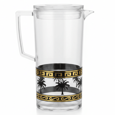 Yuniverse Palm Oasis Designer Clear Acrylic Beverage Jug with Black Palm Tree Tropical Print – 2 Litre - Al Kabayel Discount CentreYuniverse Palm Oasis Designer Clear Acrylic Beverage Jug with Black Palm Tree Tropical Print – 2 LitreJugsYUNIVERSEAl Kabayel Discount Centre