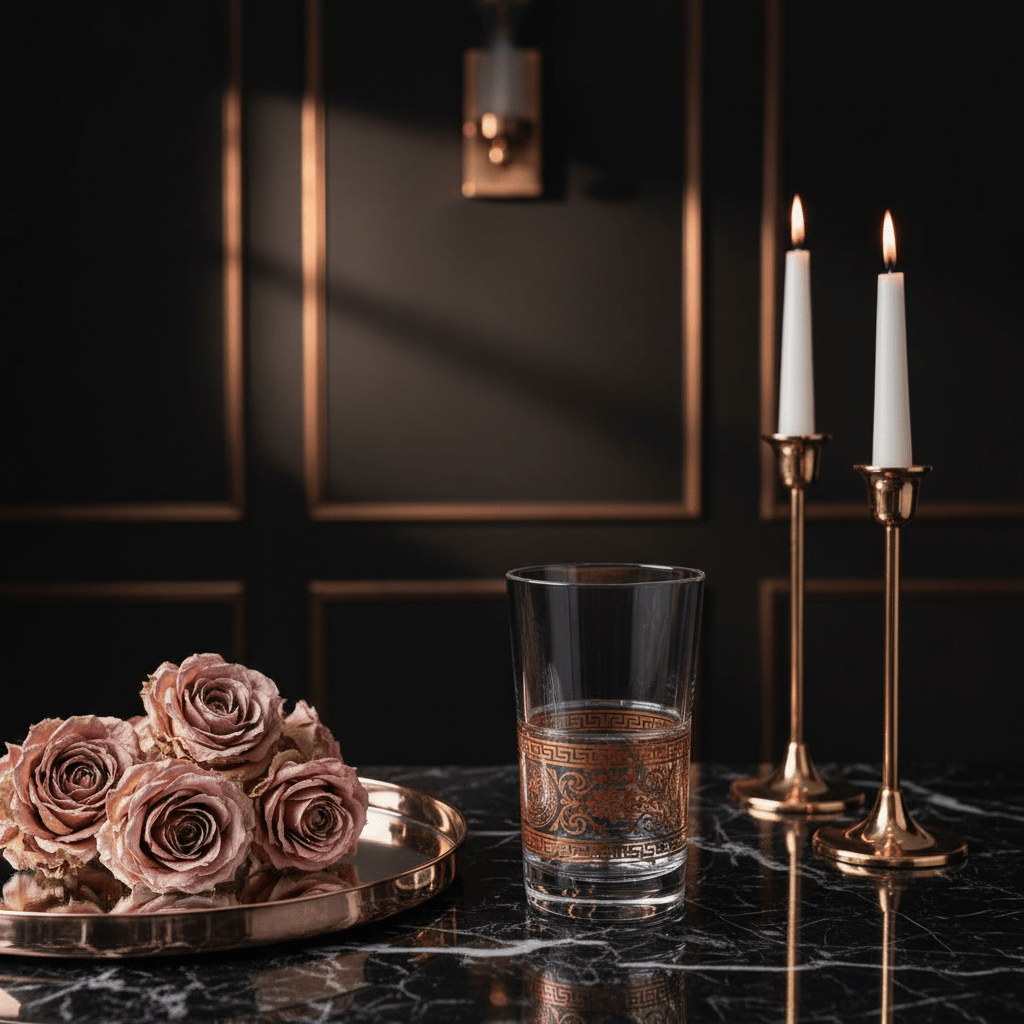 Yuniverse Rose Luxe Decorative Acrylic Tumbler with Metallic Rose Gold Design – 13.5 cm - Al Kabayel Discount CentreYuniverse Rose Luxe Decorative Acrylic Tumbler with Metallic Rose Gold Design – 13.5 cmTumblersYUNIVERSEAl Kabayel Discount Centre