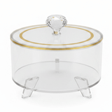 Yuniverse Round Acrylic Candy Box with Lid | Crystal Knob | Gold Rim | 16×10 cm - Al Kabayel Discount CentreYuniverse Round Acrylic Candy Box with Lid | Crystal Knob | Gold Rim | 16×10 cmJars & Food SaversYUNIVERSEAl Kabayel Discount Centre
