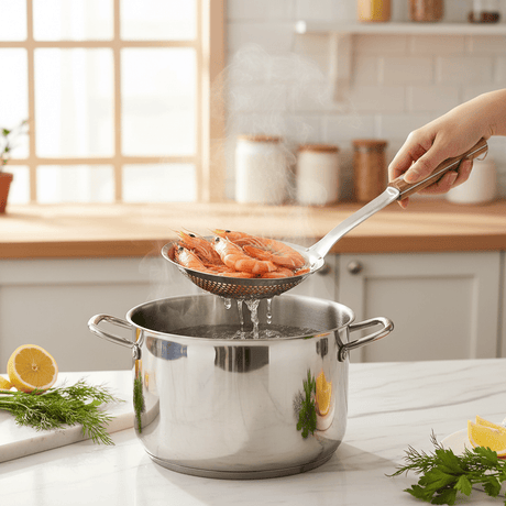 Yuniverse Stainless Steel Colander with Wooden Handle – 22cm Head | 58cm Long - Al Kabayel Discount CentreYuniverse Stainless Steel Colander with Wooden Handle – 22cm Head | 58cm LongKitchen Utensils & GadgetsYUNIVERSEAl Kabayel Discount Centre