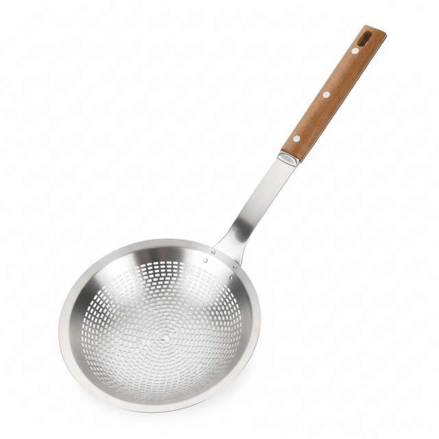 Yuniverse Stainless Steel Colander with Wooden Handle – 22cm Head | 58cm Long - Al Kabayel Discount CentreYuniverse Stainless Steel Colander with Wooden Handle – 22cm Head | 58cm LongKitchen Utensils & GadgetsYUNIVERSEAl Kabayel Discount Centre