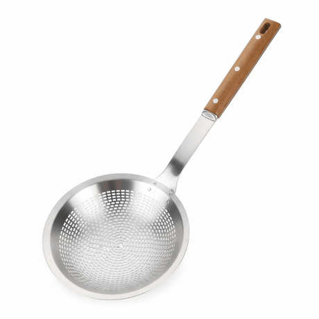 Yuniverse Stainless Steel Colander with Wooden Handle – 26cm Head | 61cm Long - Al Kabayel Discount CentreYuniverse Stainless Steel Colander with Wooden Handle – 26cm Head | 61cm LongKitchen Utensils & GadgetsYUNIVERSEAl Kabayel Discount Centre