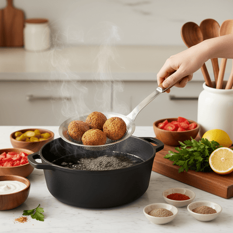 Yuniverse Stainless Steel Colander with Wooden Handle – 26cm Head | 61cm Long - Al Kabayel Discount CentreYuniverse Stainless Steel Colander with Wooden Handle – 26cm Head | 61cm LongKitchen Utensils & GadgetsYUNIVERSEAl Kabayel Discount Centre