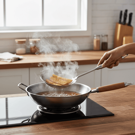 Yuniverse Stainless Steel Kitchen Strainer Skimmer with Wooden Handle – 16cm Head | 45.5cm Long - Al Kabayel Discount CentreYuniverse Stainless Steel Kitchen Strainer Skimmer with Wooden Handle – 16cm Head | 45.5cm LongKitchen Utensils & GadgetsYUNIVERSEAl Kabayel Discount Centre